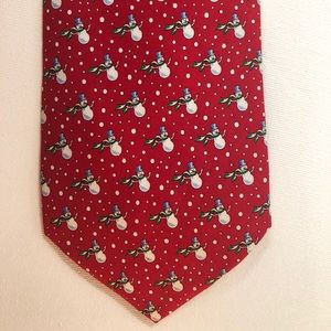 Vineyard Vines Christmas Red Snowman Tie